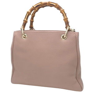 Gucci Bamboo Small Handbag Pink Shopper Leather